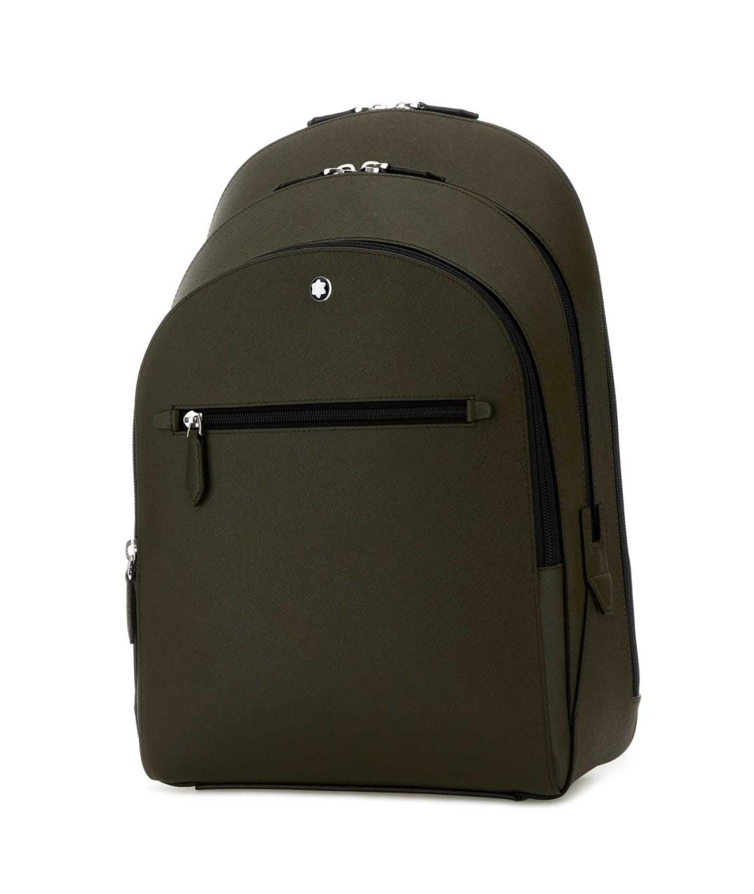 MONTBLANC Зеленый кожаный рюкзак, фото 2