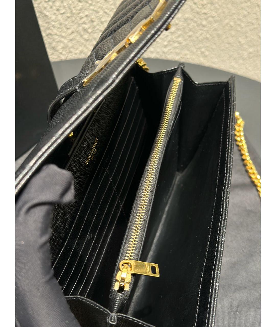 SAINT LAURENT Черная кожаная сумка через плечо, фото 7