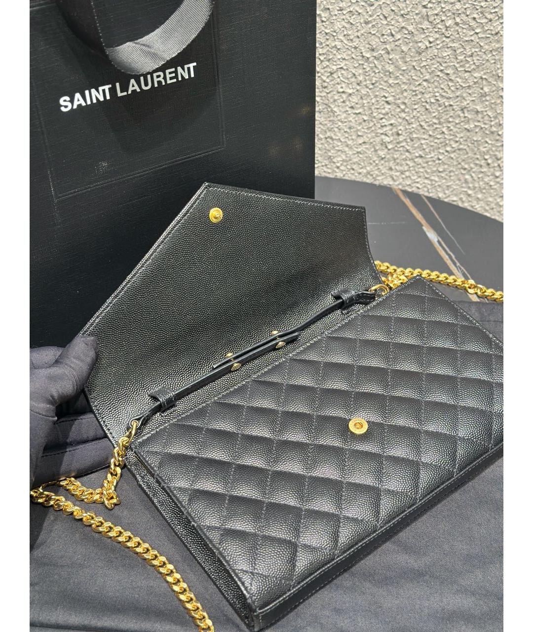 SAINT LAURENT Черная кожаная сумка через плечо, фото 6