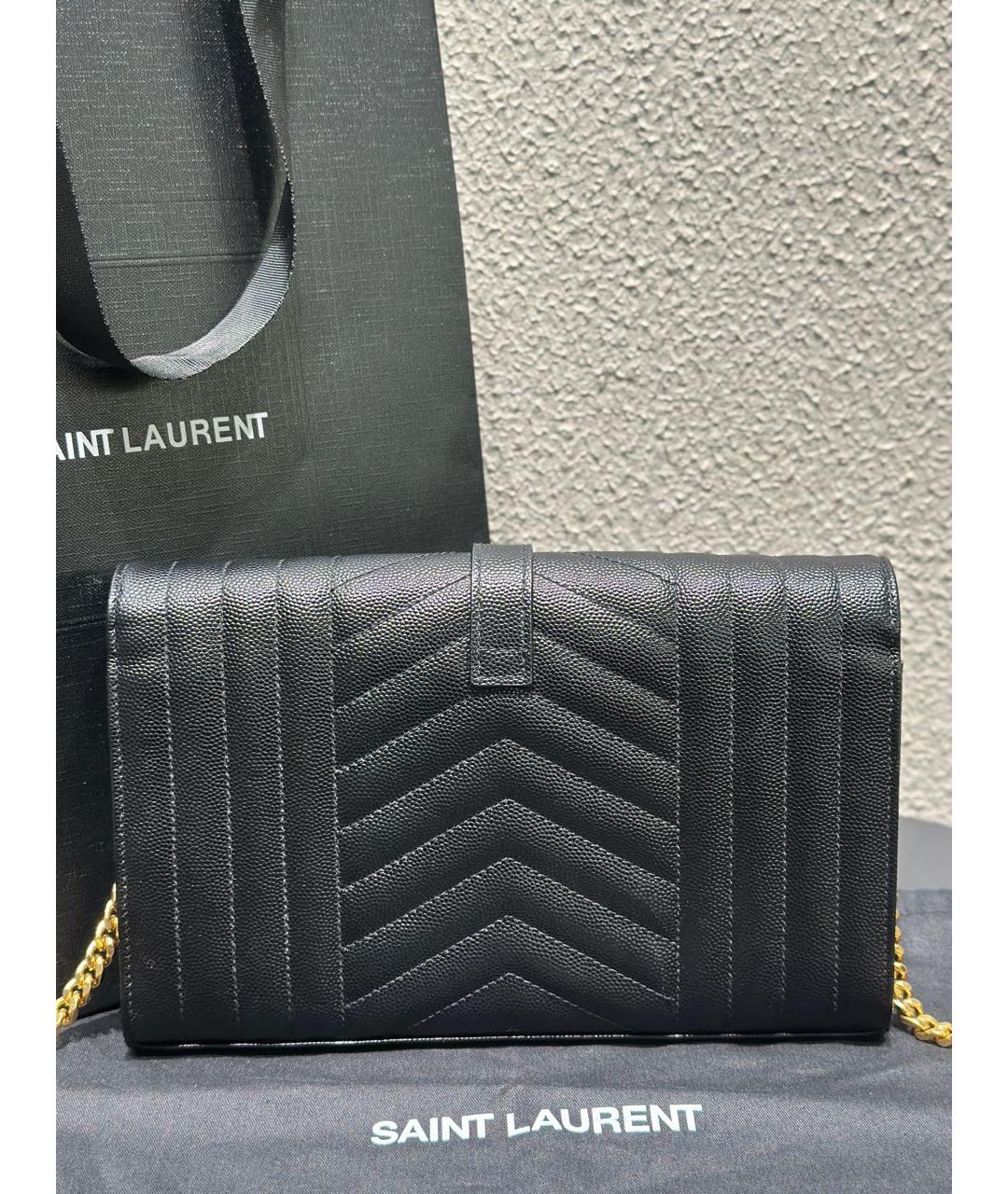 SAINT LAURENT Черная кожаная сумка через плечо, фото 5