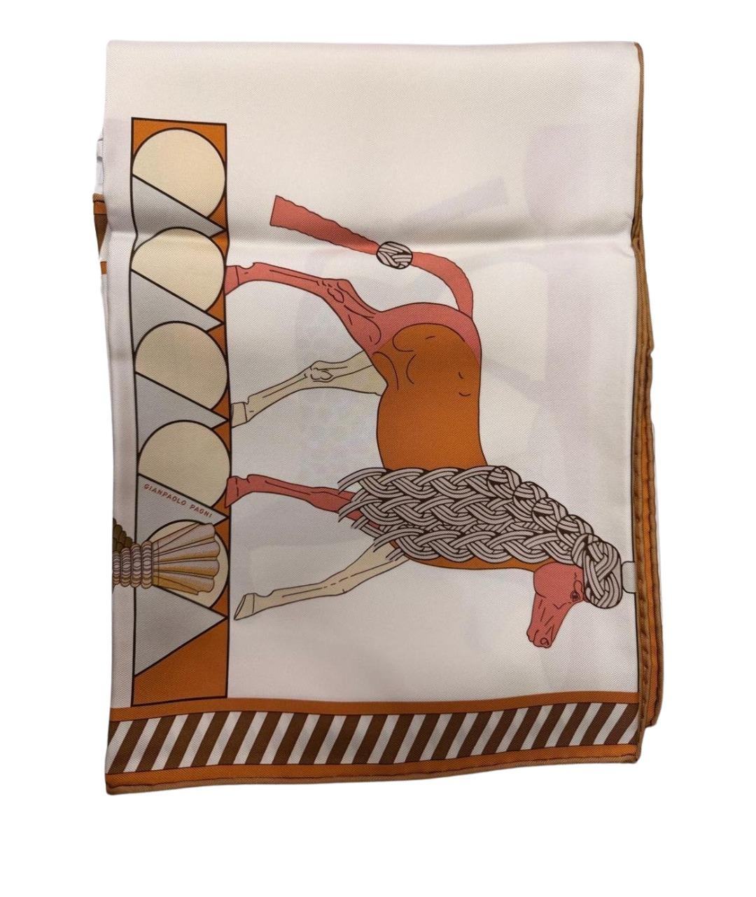 HERMES Оранжевый шелковый платок, фото 1