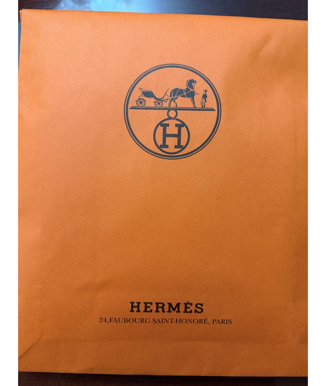 HERMES Оранжевый шелковый платок, фото 3