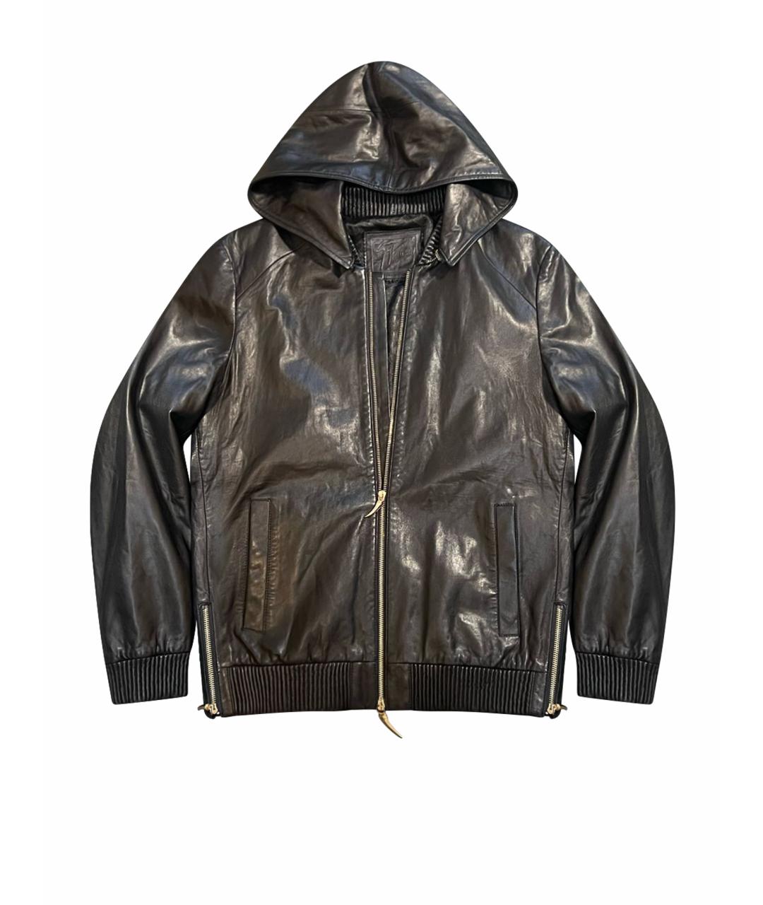 GIUSEPPE ZANOTTI DESIGN Черная кожаная куртка, фото 1