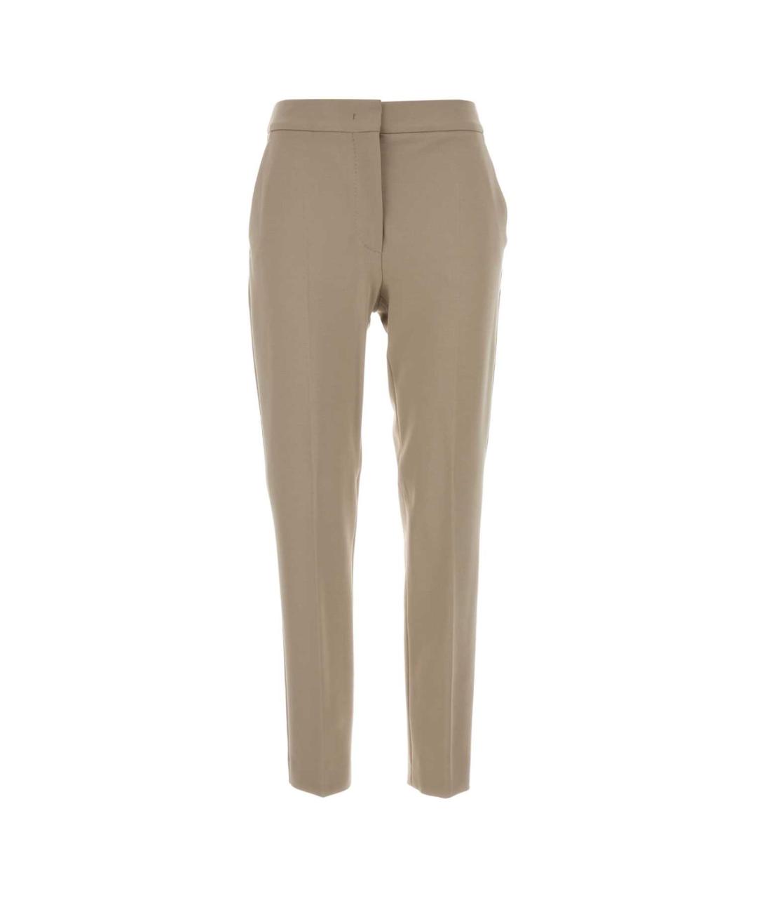 MAX MARA Бежевые вискозные прямые брюки, фото 1