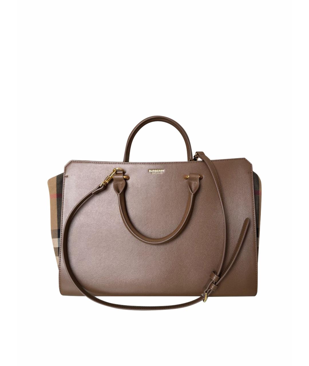 BURBERRY Коричневая кожаная сумка тоут, фото 1