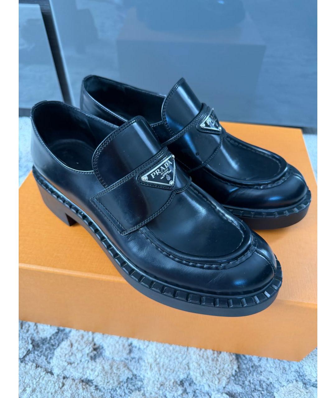 PRADA Черные кожаные лоферы, фото 4