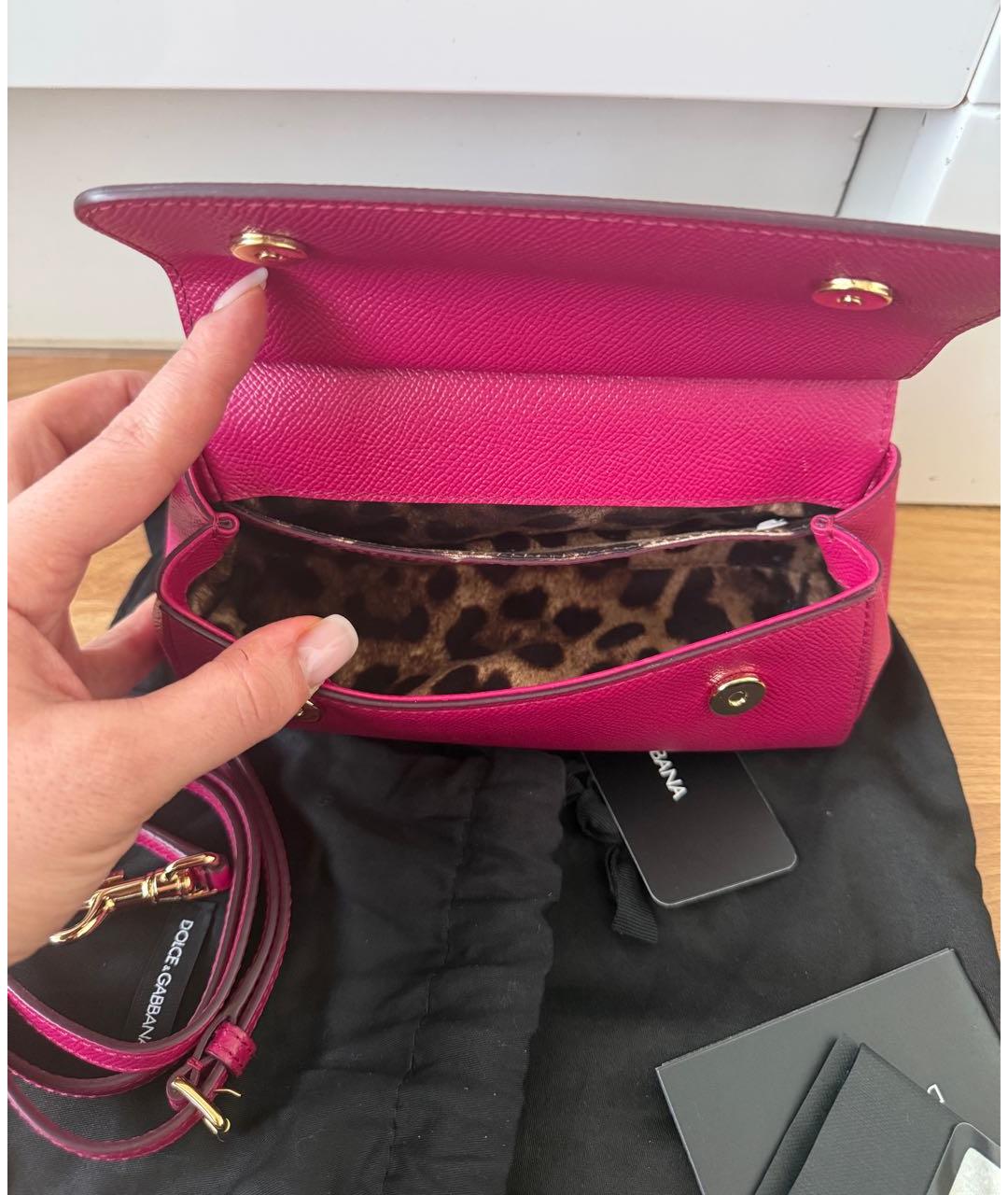 DOLCE&GABBANA Розовая кожаная сумка через плечо, фото 4