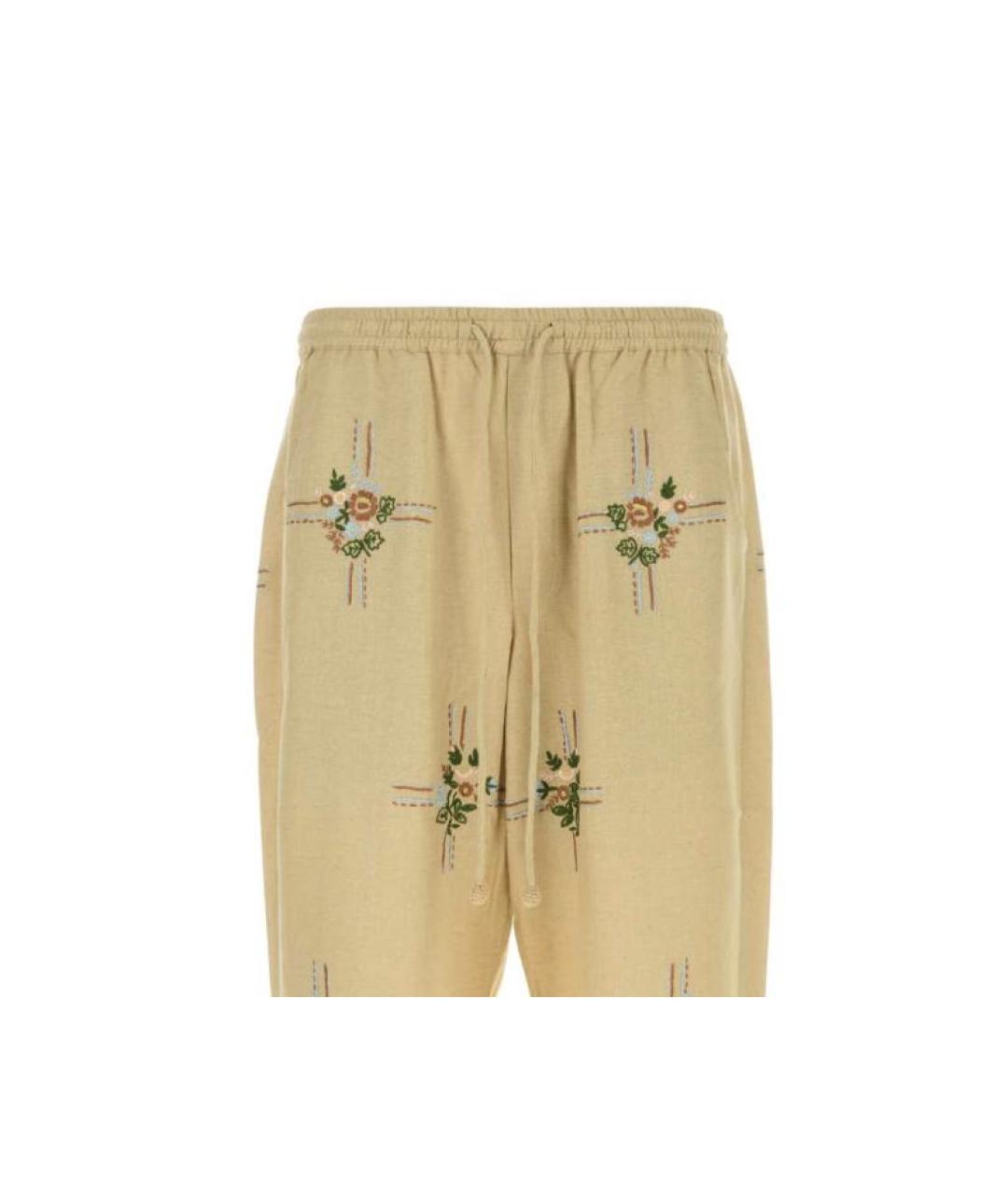 BAZISZT Бежевые шелковые повседневные брюки, фото 3