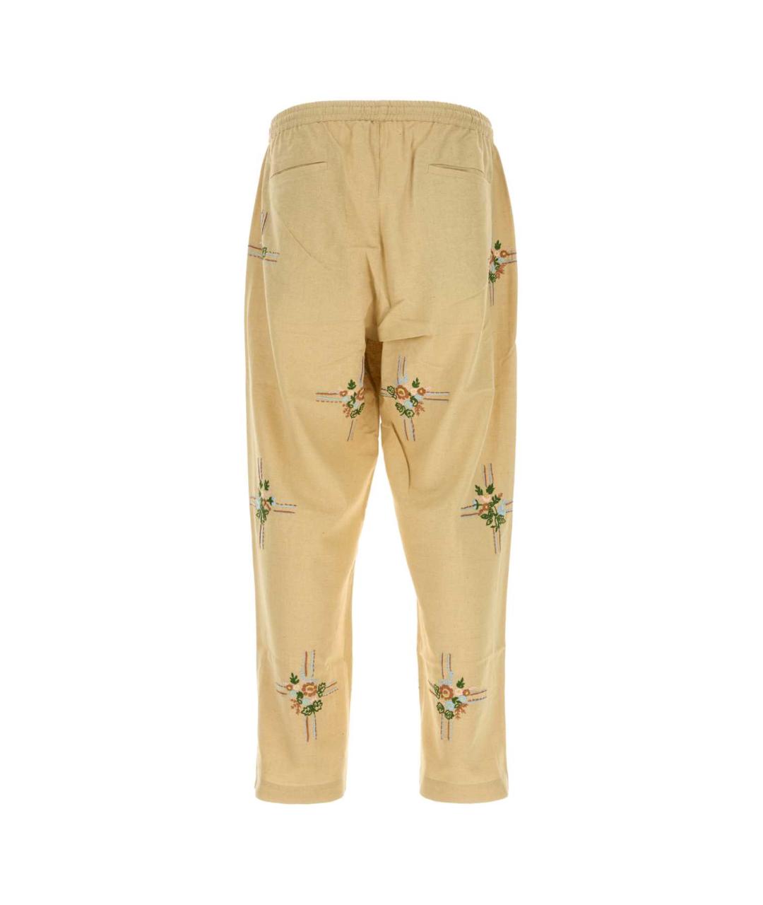 BAZISZT Бежевые шелковые повседневные брюки, фото 2