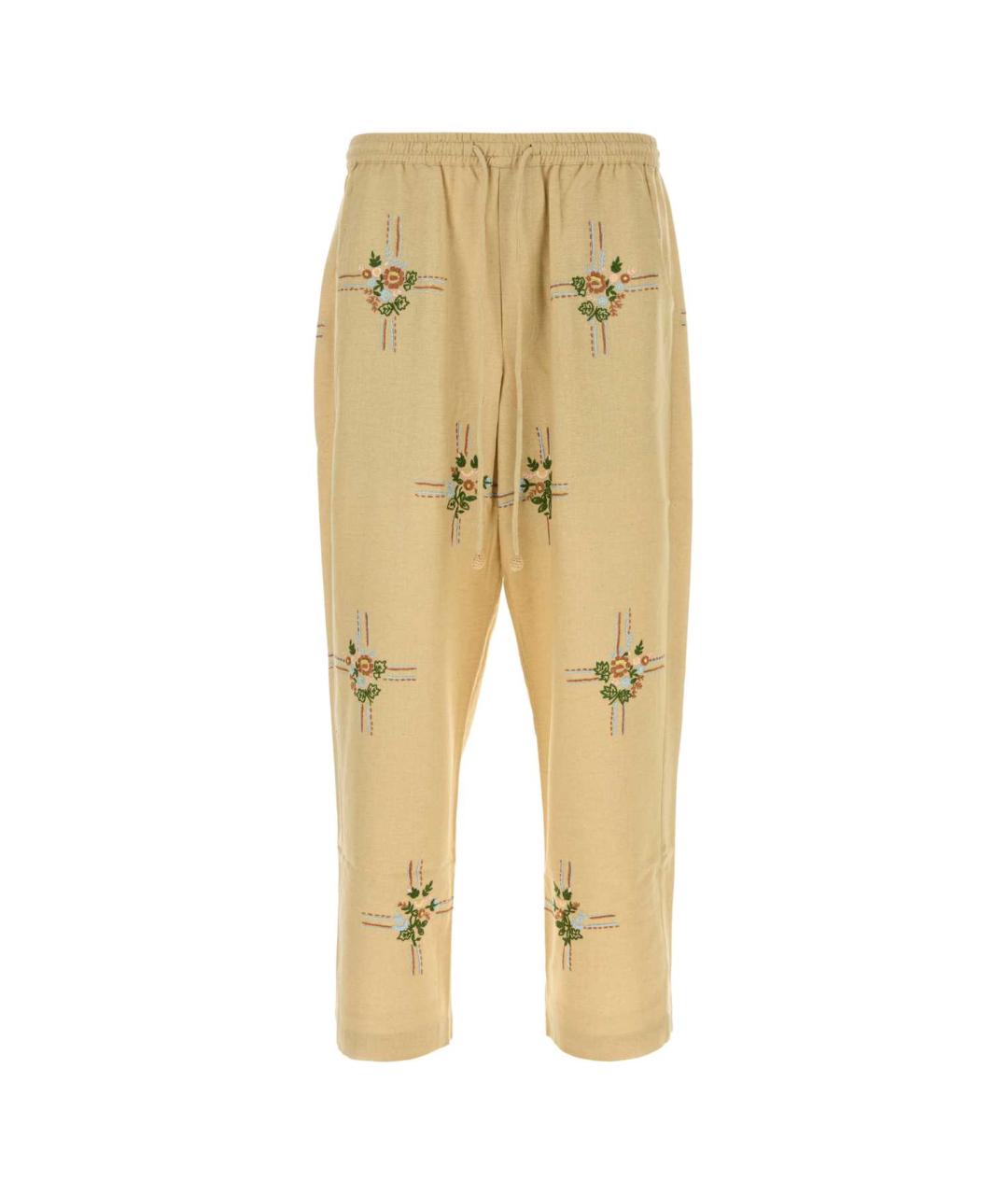 BAZISZT Бежевые шелковые повседневные брюки, фото 1