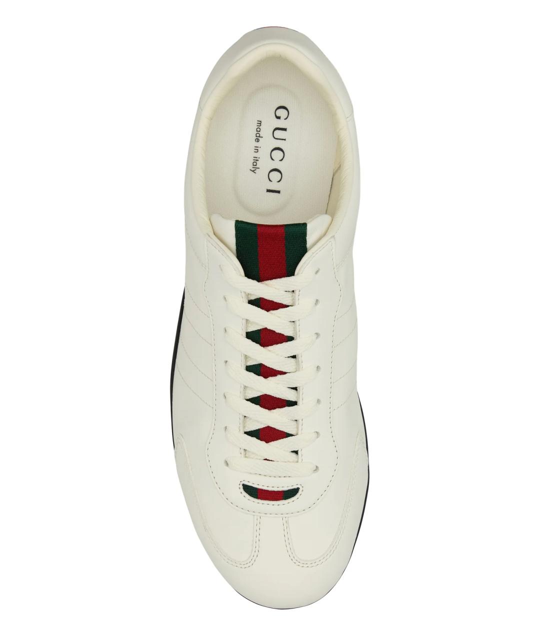 GUCCI Белые кожаные низкие кроссовки / кеды, фото 4