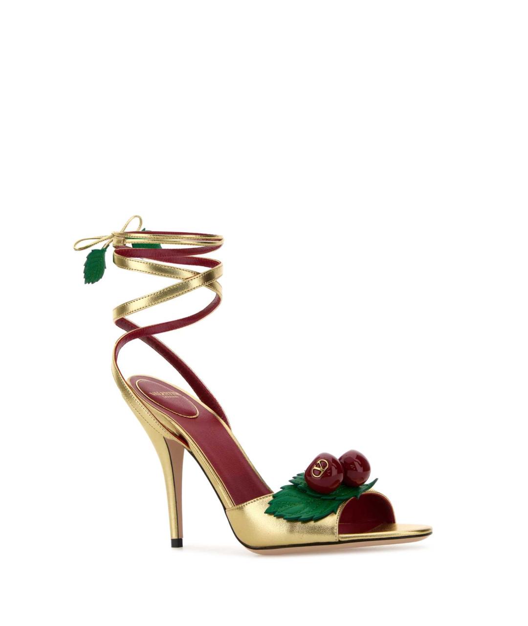 VALENTINO Золотые кожаные босоножки, фото 2