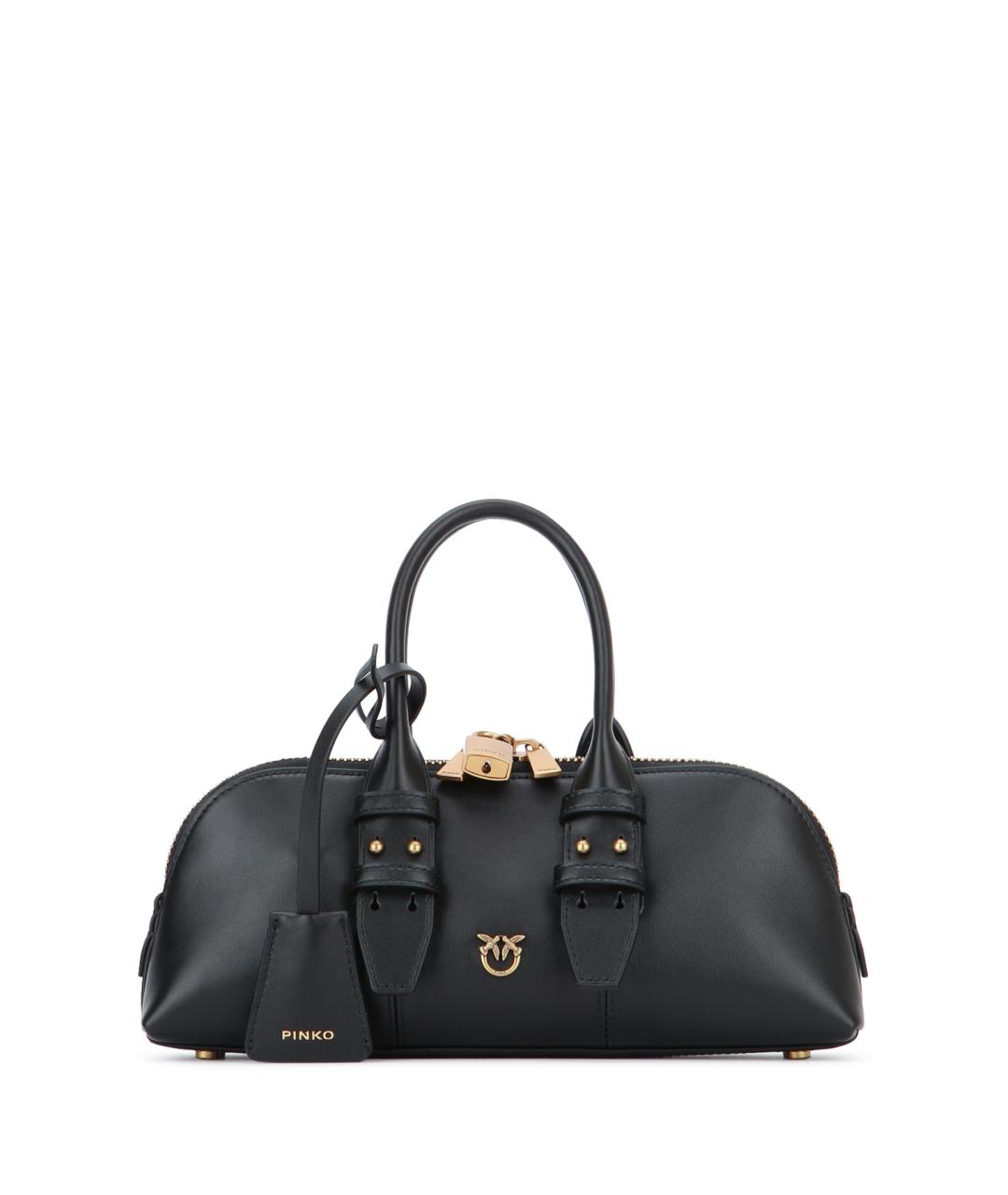 PINKO Черная кожаная сумка с короткими ручками, фото 1