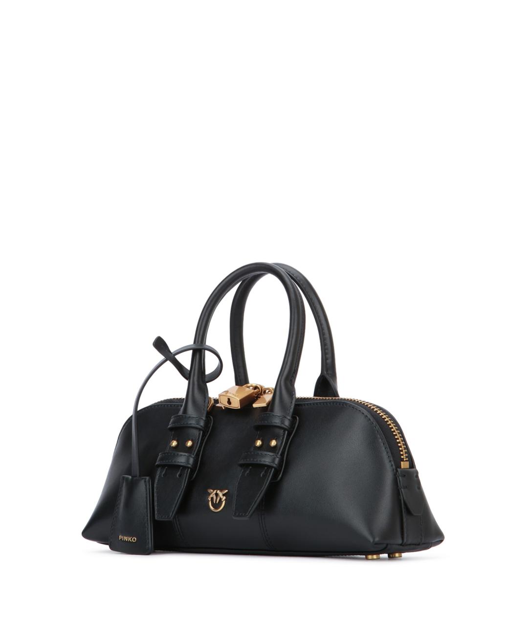 PINKO Черная кожаная сумка с короткими ручками, фото 2