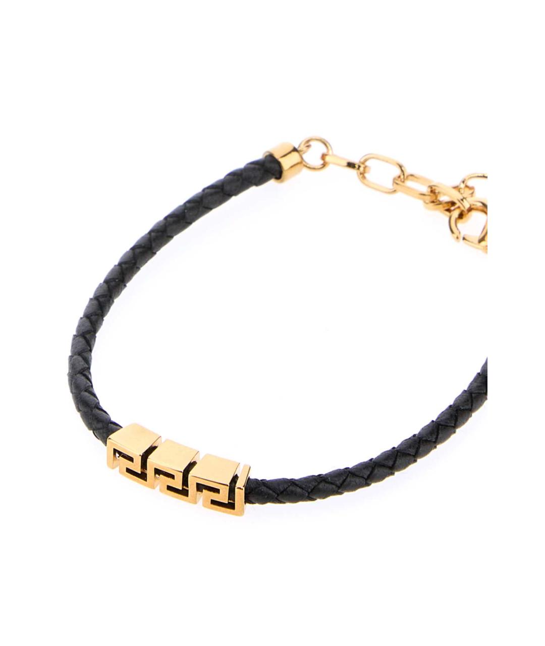 VERSACE Черный кожаный браслет, фото 2