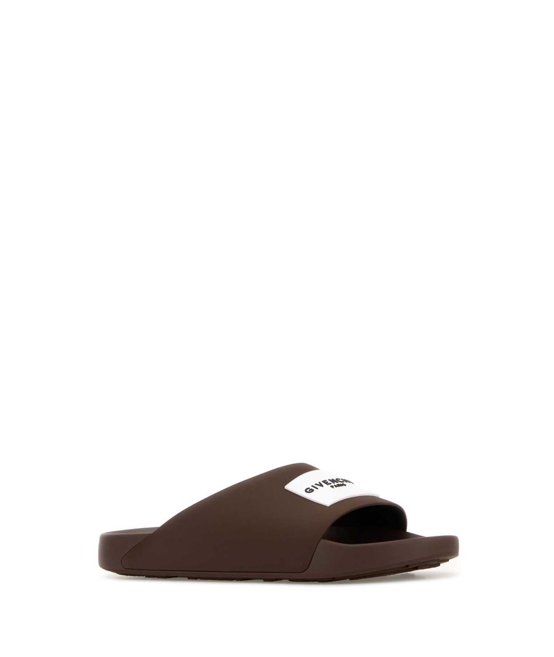 GIVENCHY Коричневые резиновые шлепанцы, фото 2