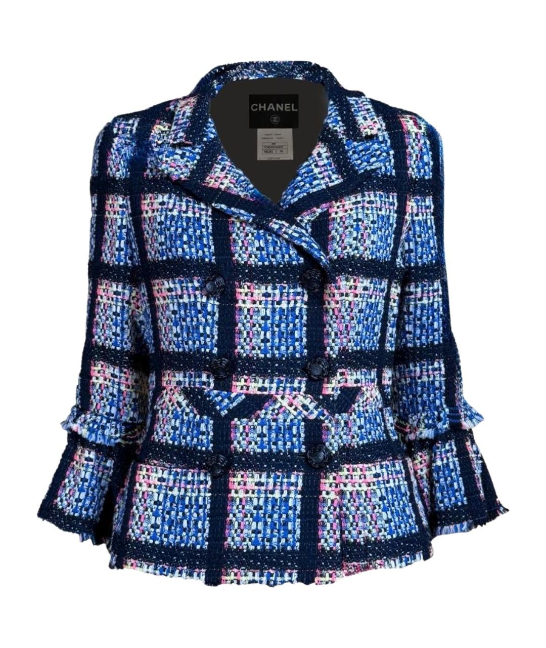 CHANEL Синий твидовый жакет/пиджак, фото 1