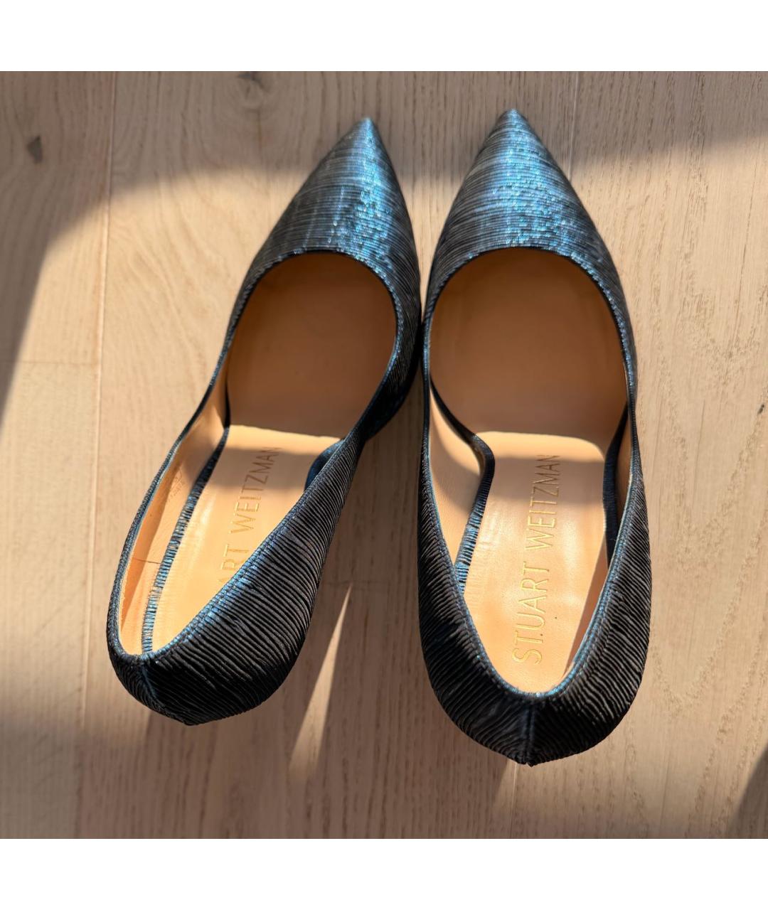 STUART WEITZMAN Темно-синие текстильные туфли, фото 3