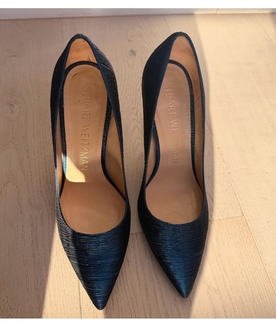 STUART WEITZMAN Темно-синие текстильные туфли, фото 2