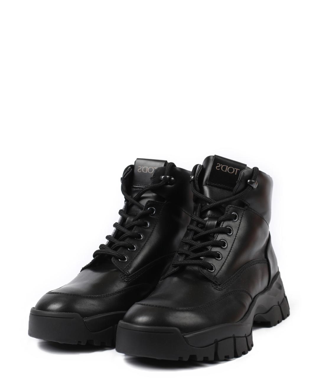 TOD'S Черные кожаные ботинки, фото 3