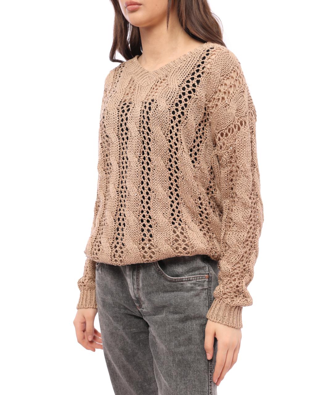 BRUNELLO CUCINELLI Бежевый хлопковый джемпер / свитер, фото 4