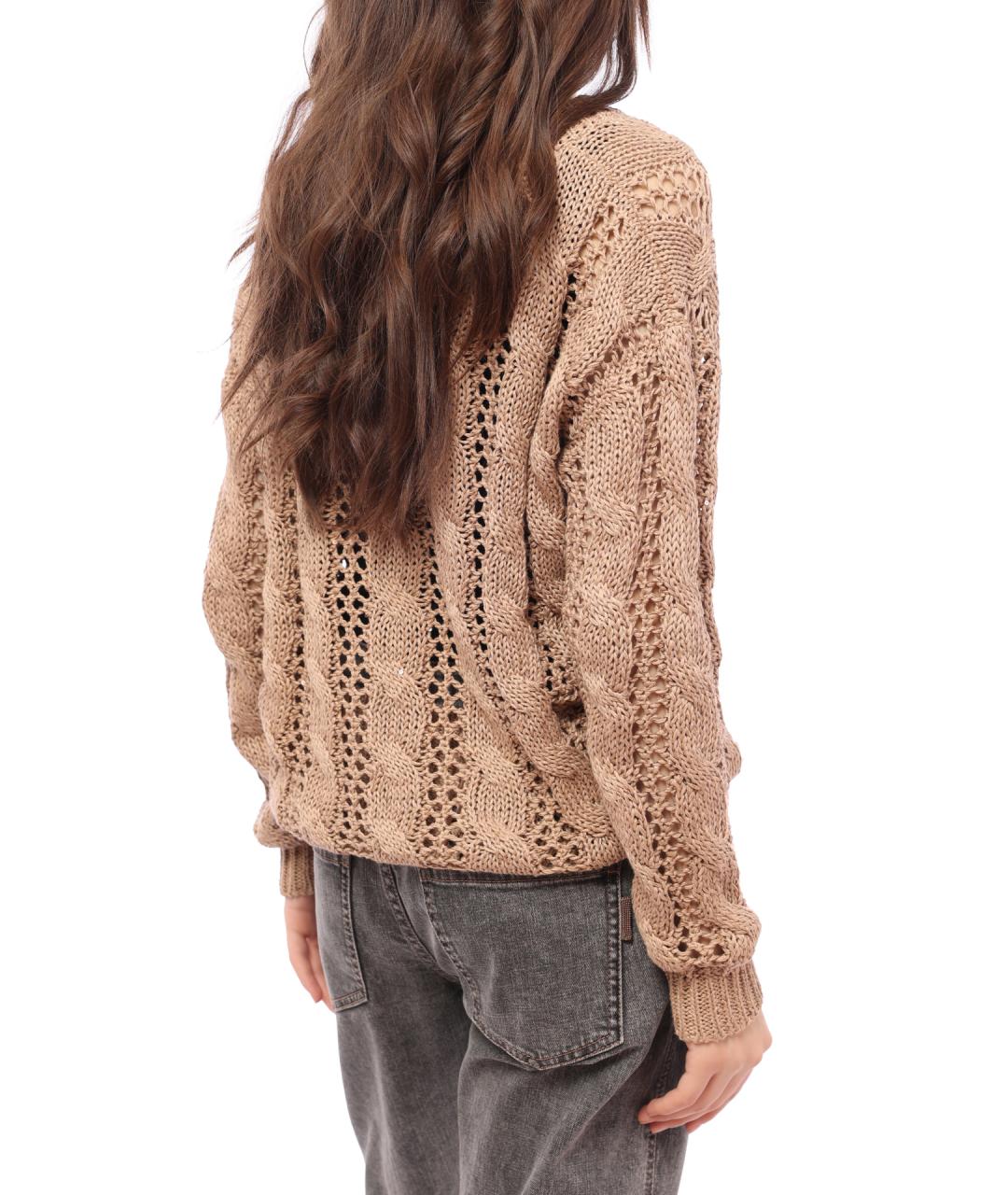 BRUNELLO CUCINELLI Бежевый хлопковый джемпер / свитер, фото 3