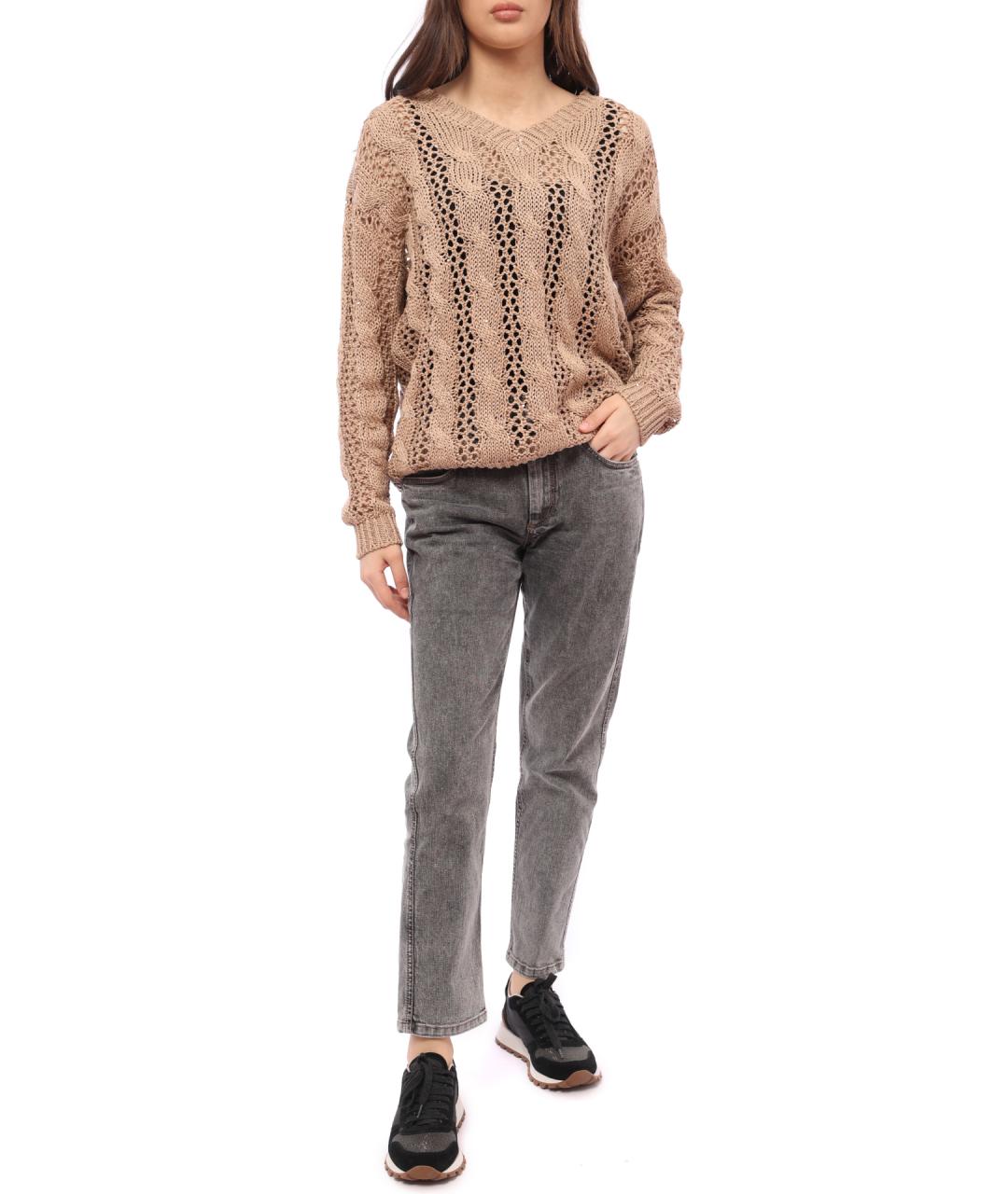 BRUNELLO CUCINELLI Бежевый хлопковый джемпер / свитер, фото 2