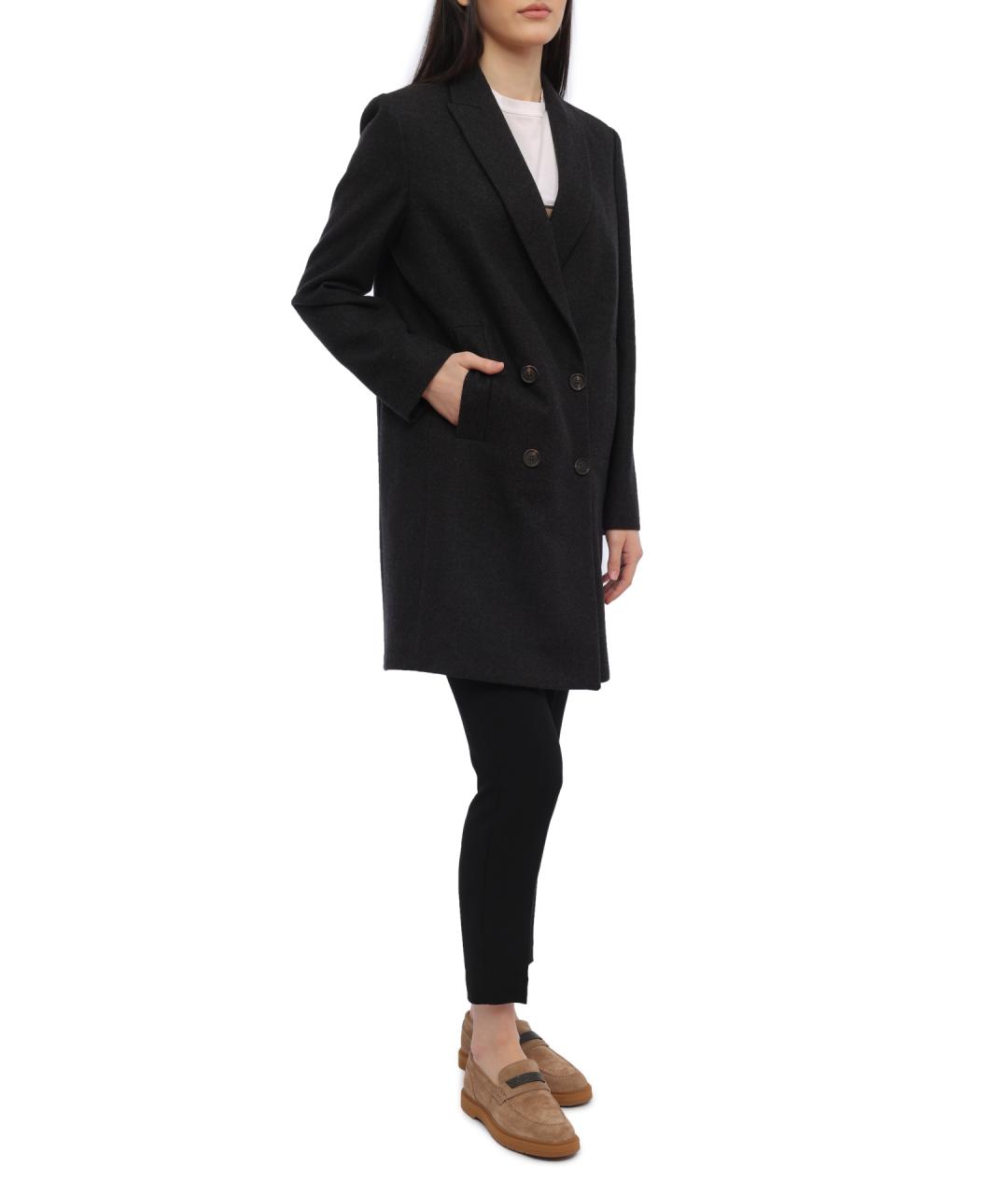 BRUNELLO CUCINELLI Черное шерстяное пальто, фото 4