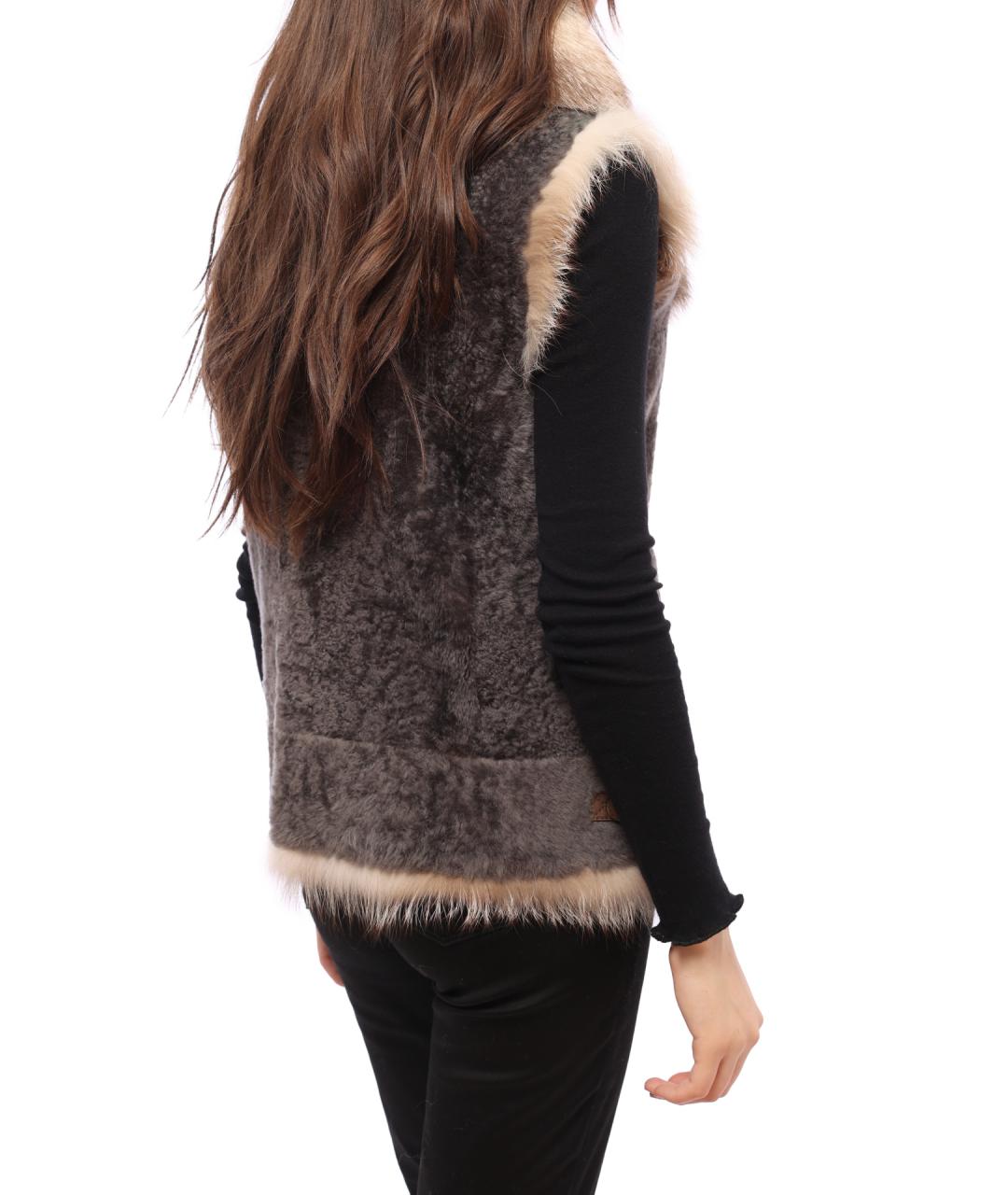 BRUNELLO CUCINELLI Коричневый меховой жилет, фото 4