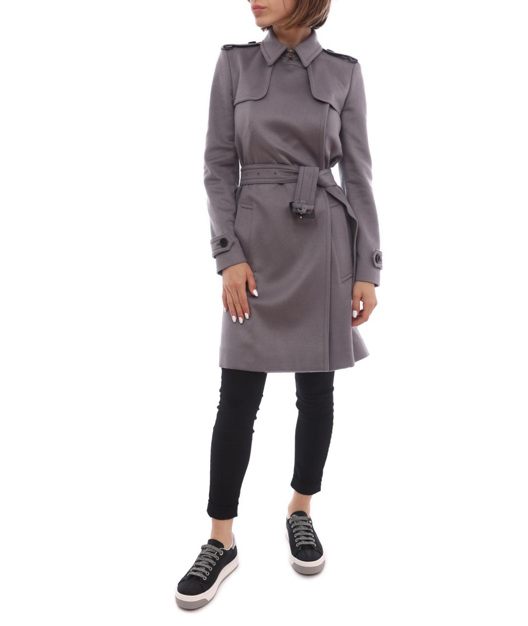 BURBERRY Серое шерстяное пальто, фото 2