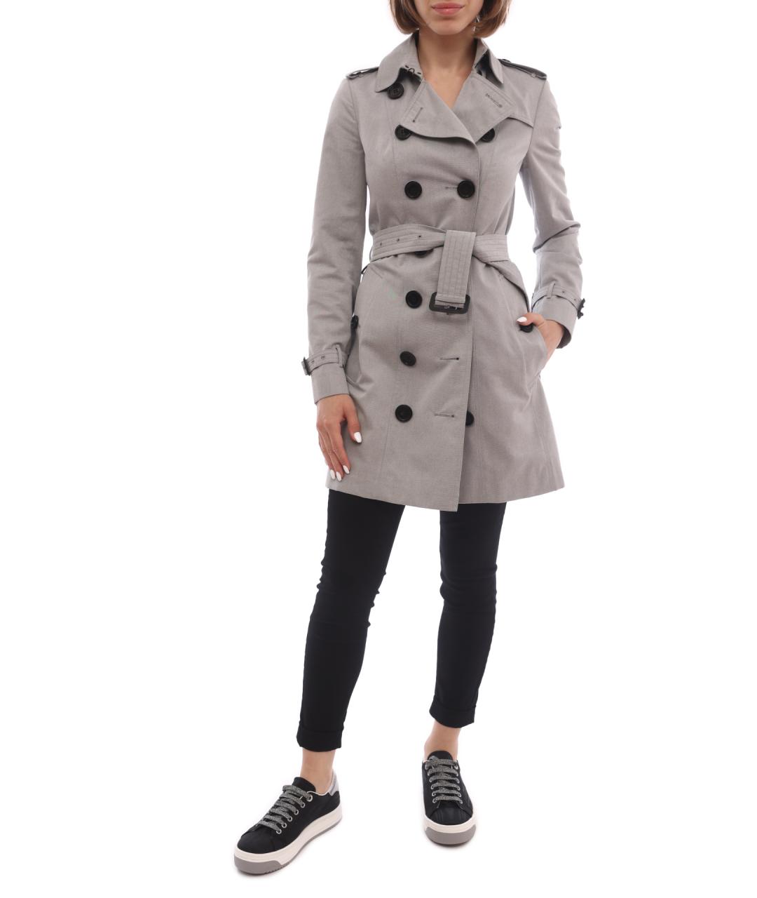 BURBERRY Серый хлопковый тренч/плащ, фото 2