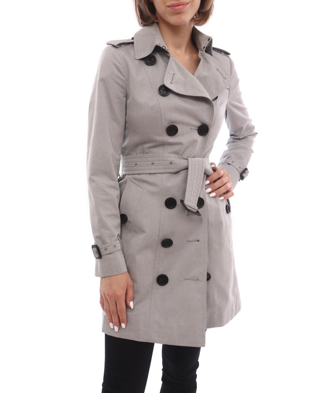 BURBERRY Серый хлопковый тренч/плащ, фото 5