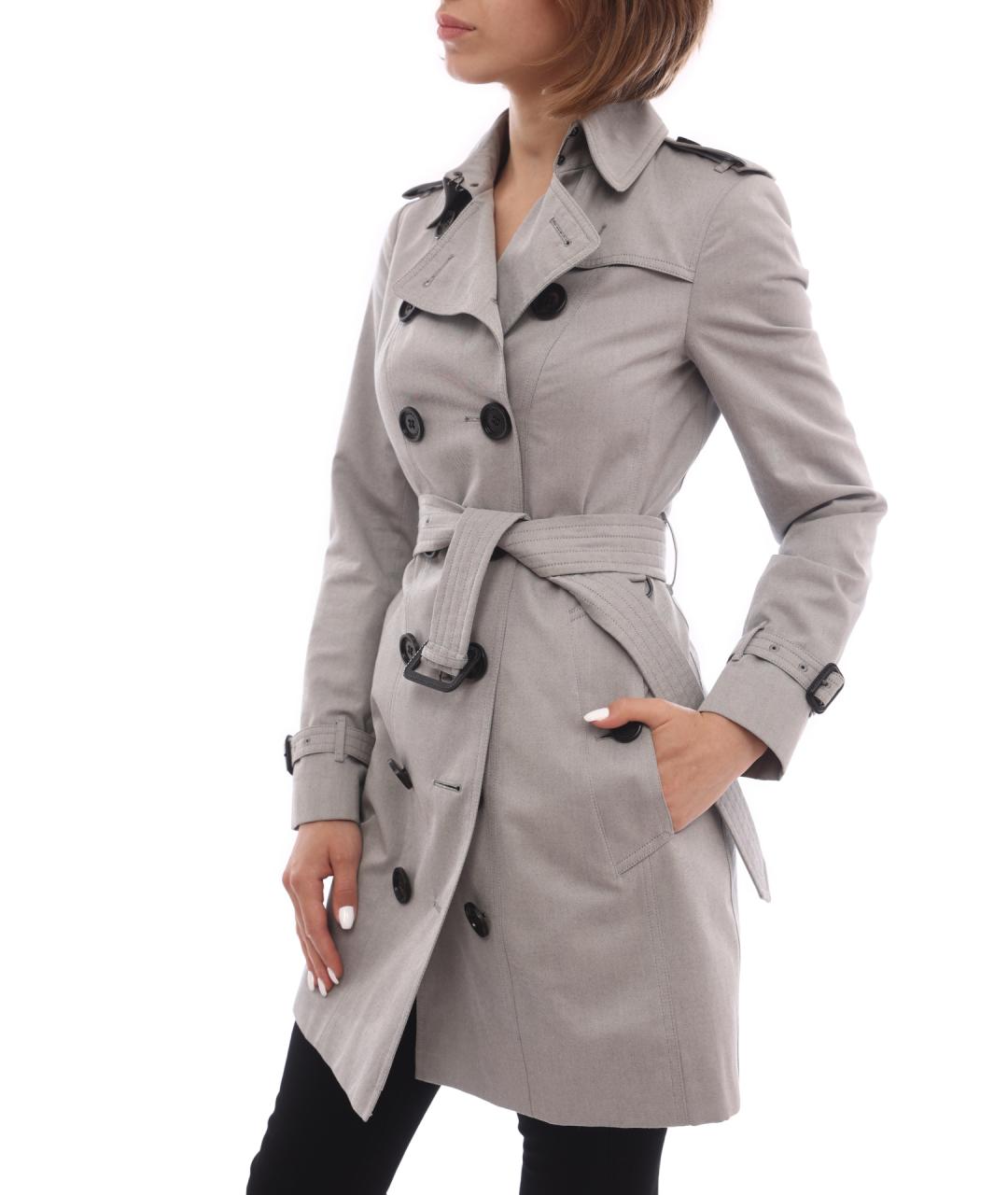 BURBERRY Серый хлопковый тренч/плащ, фото 3