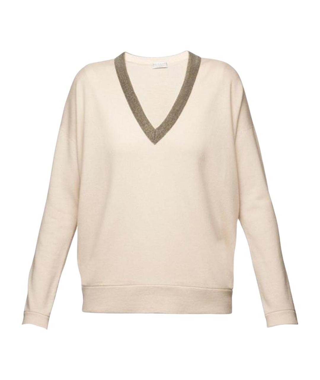 BRUNELLO CUCINELLI Бежевый кашемировый джемпер / свитер, фото 1