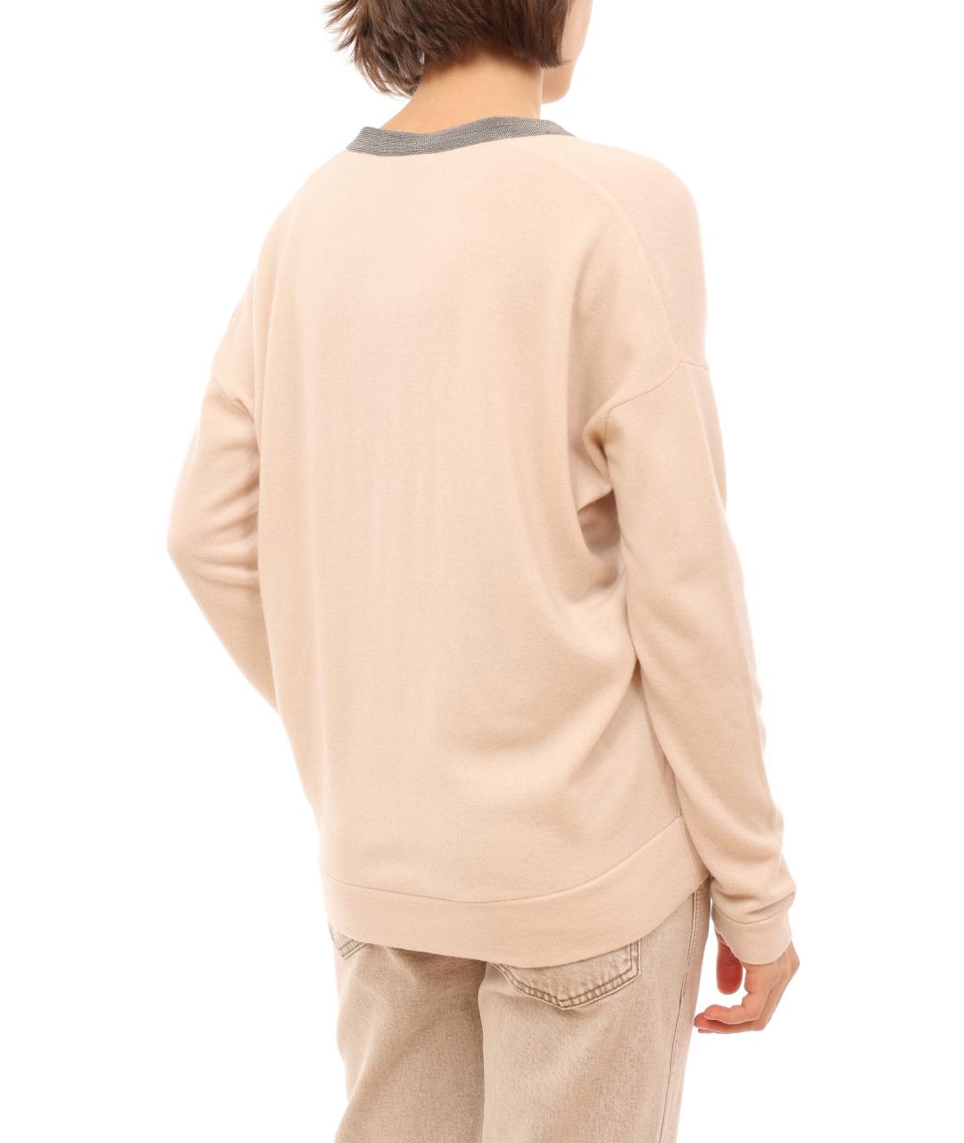 BRUNELLO CUCINELLI Бежевый кашемировый джемпер / свитер, фото 6