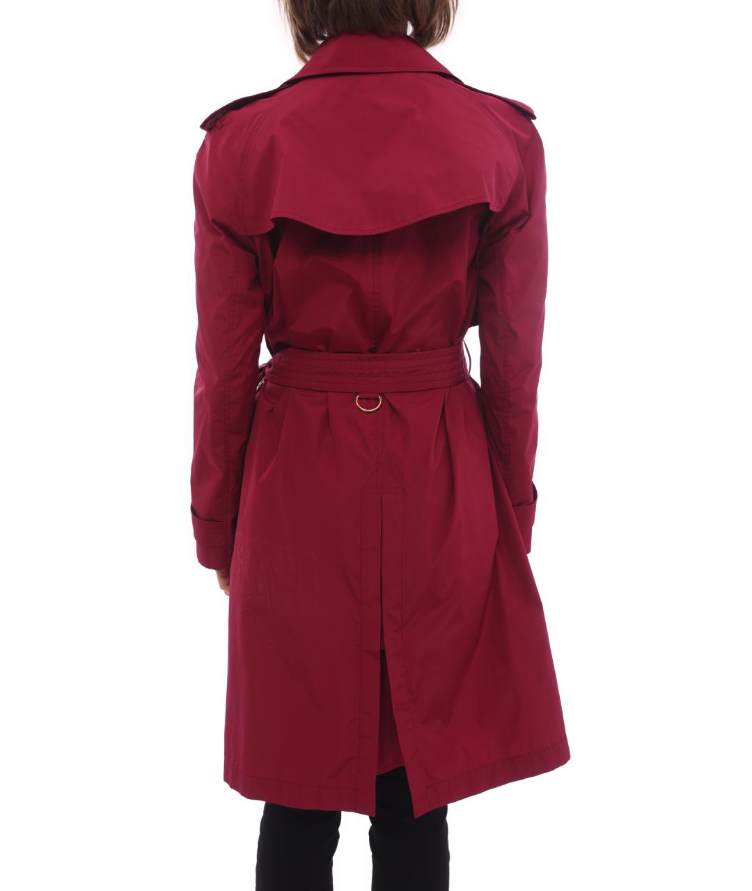 BURBERRY Бордовый хлопковый тренч/плащ, фото 3