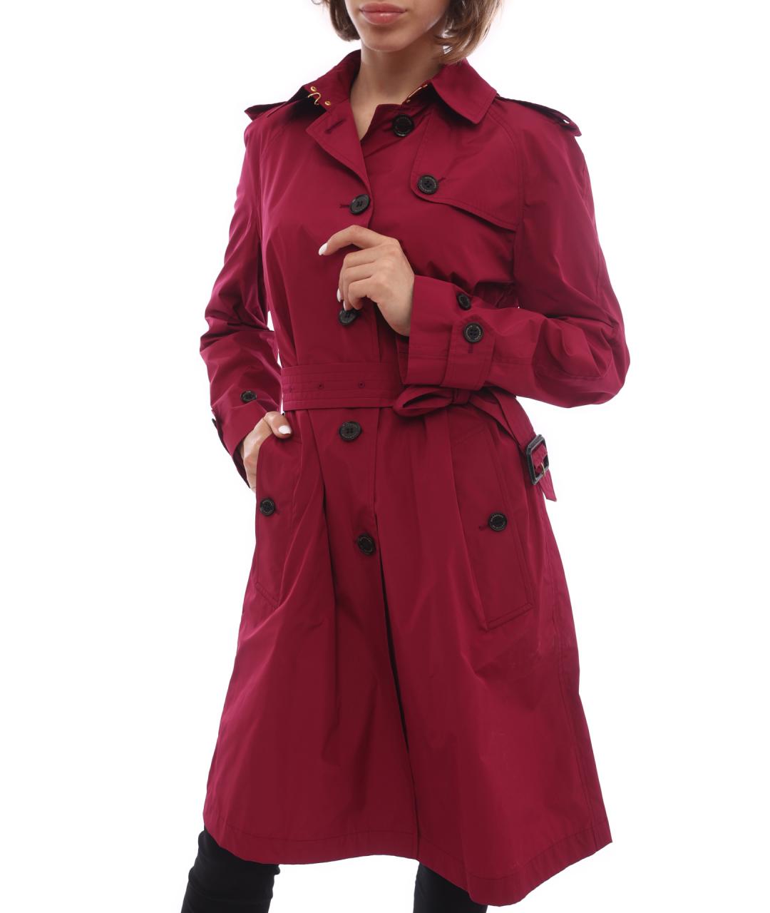 BURBERRY Бордовый хлопковый тренч/плащ, фото 1
