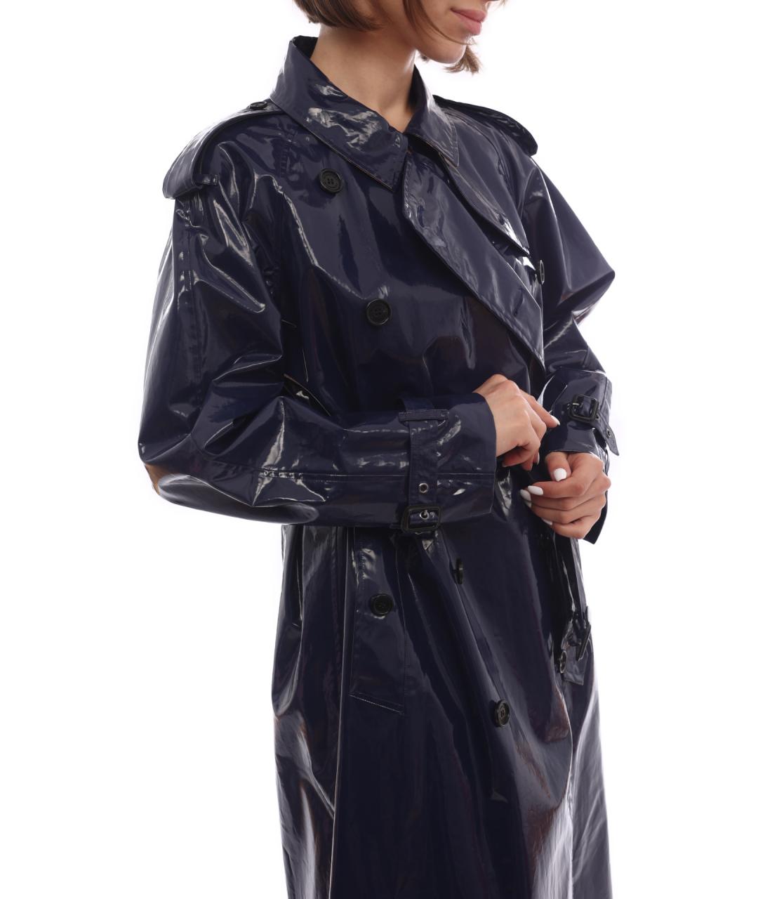 BURBERRY Темно-синий полиуретановый тренч/плащ, фото 3