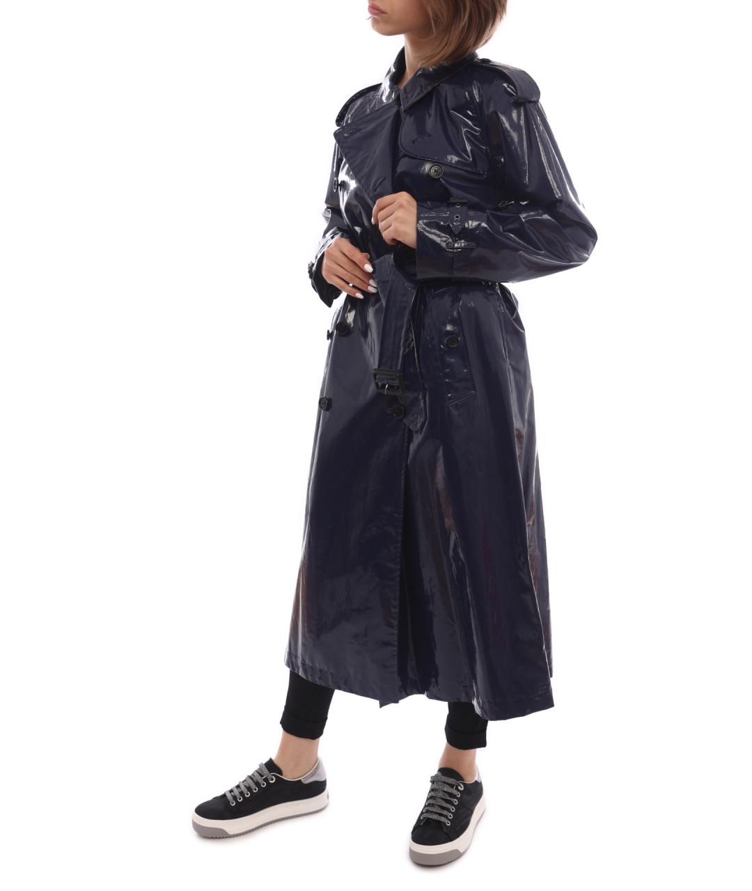 BURBERRY Темно-синий полиуретановый тренч/плащ, фото 5