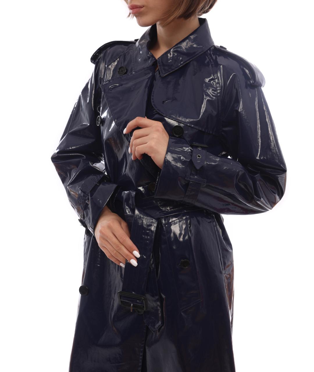 BURBERRY Темно-синий полиуретановый тренч/плащ, фото 2