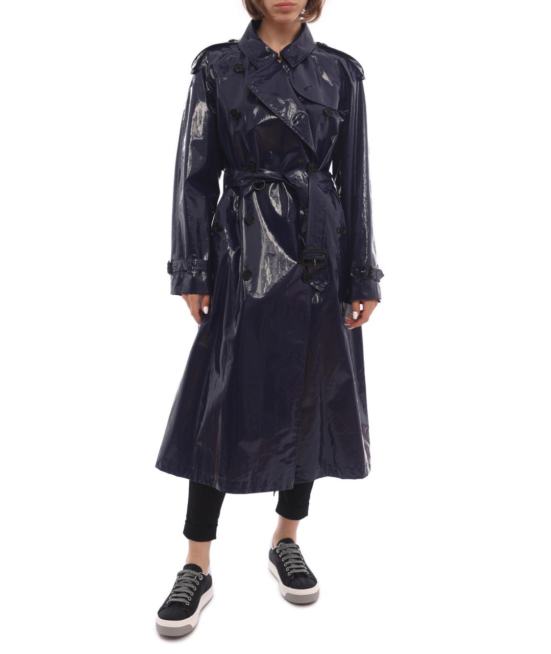 BURBERRY Темно-синий полиуретановый тренч/плащ, фото 1