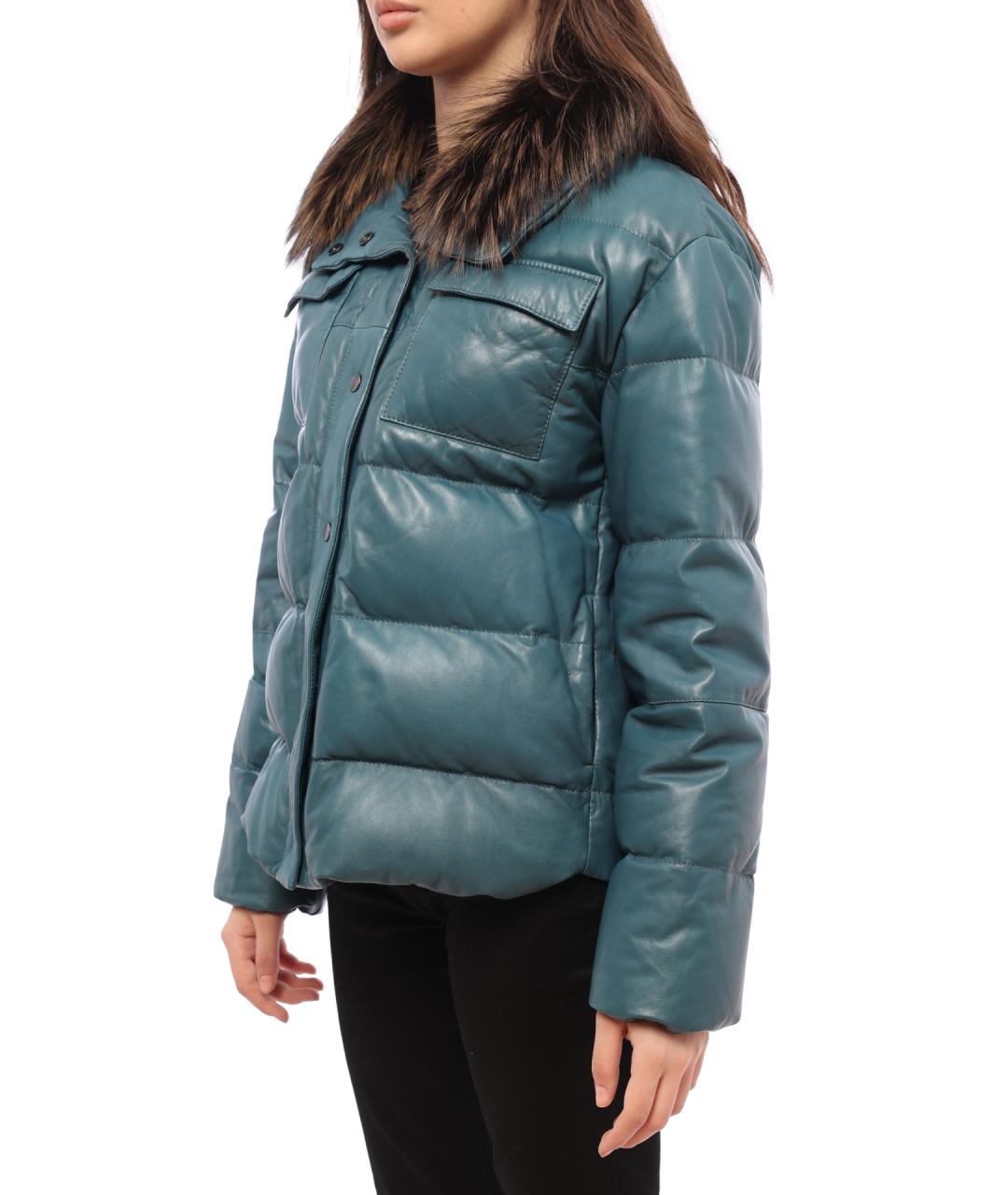 BRUNELLO CUCINELLI Зеленая кожаная куртка, фото 4