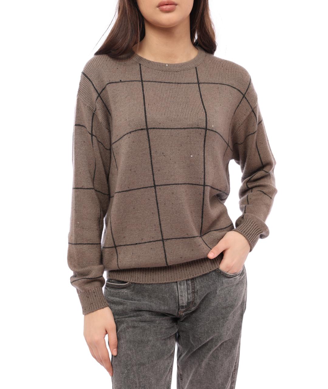 BRUNELLO CUCINELLI Коричневый шерстяной джемпер / свитер, фото 1