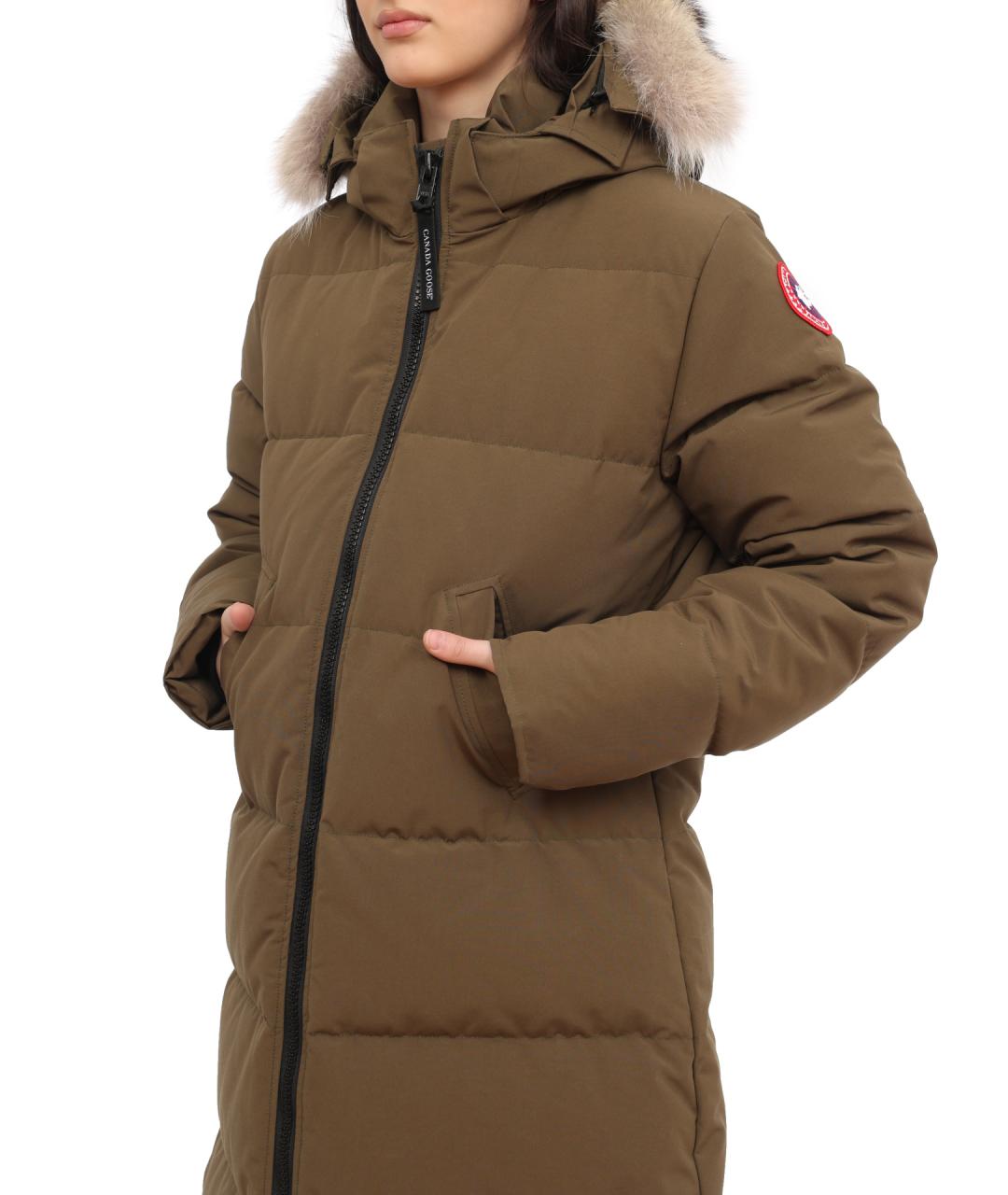 CANADA GOOSE Зеленые полиамидовое пальто, фото 5