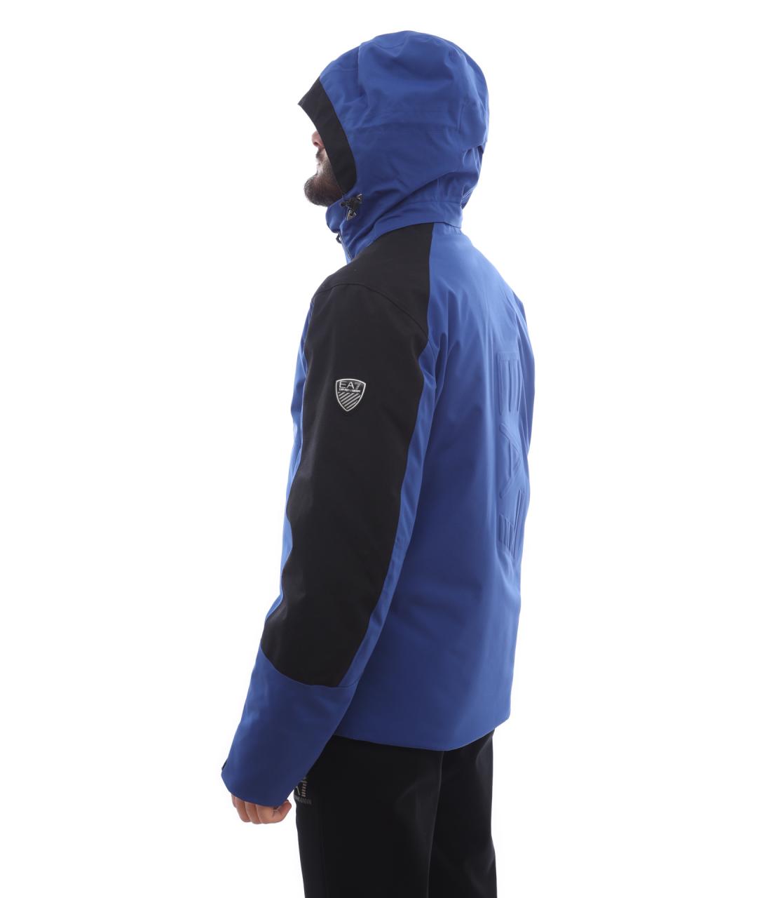 EA7 Синяя полиэстеровая куртка, фото 5