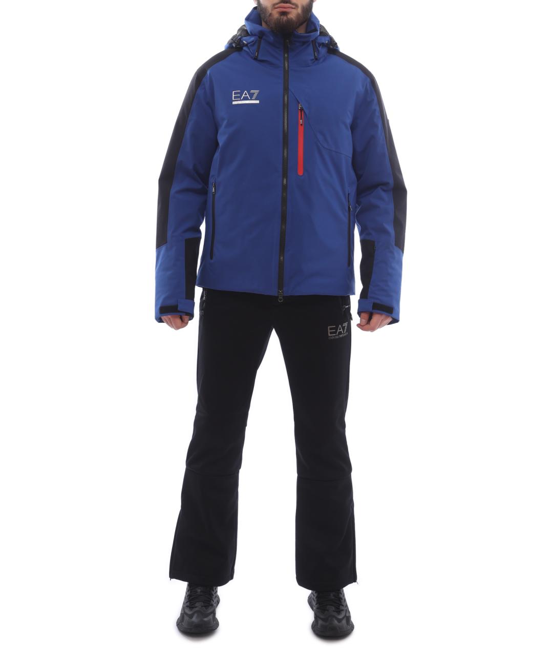 EA7 Синяя полиэстеровая куртка, фото 2