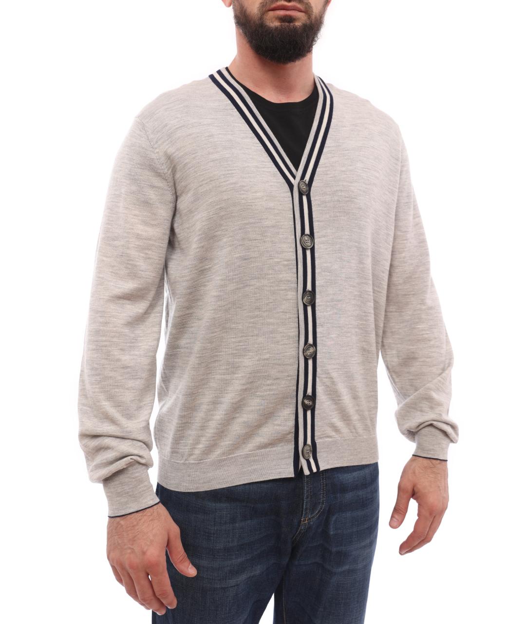 BRUNELLO CUCINELLI Серый шерстяной кардиган, фото 4