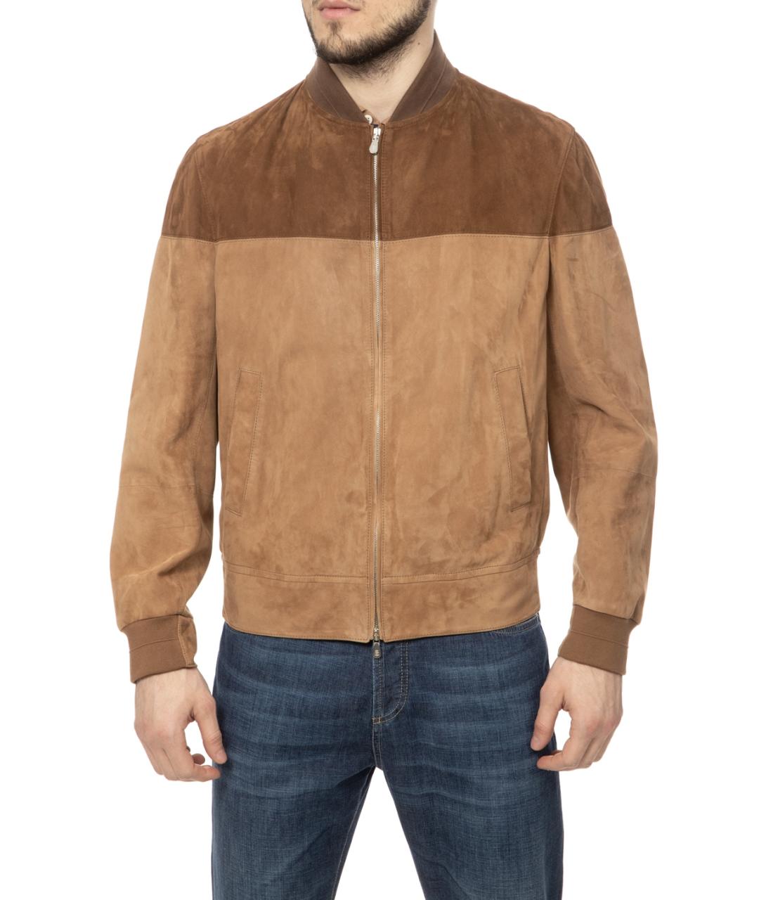 BRUNELLO CUCINELLI Бежевая замшевая куртка, фото 1