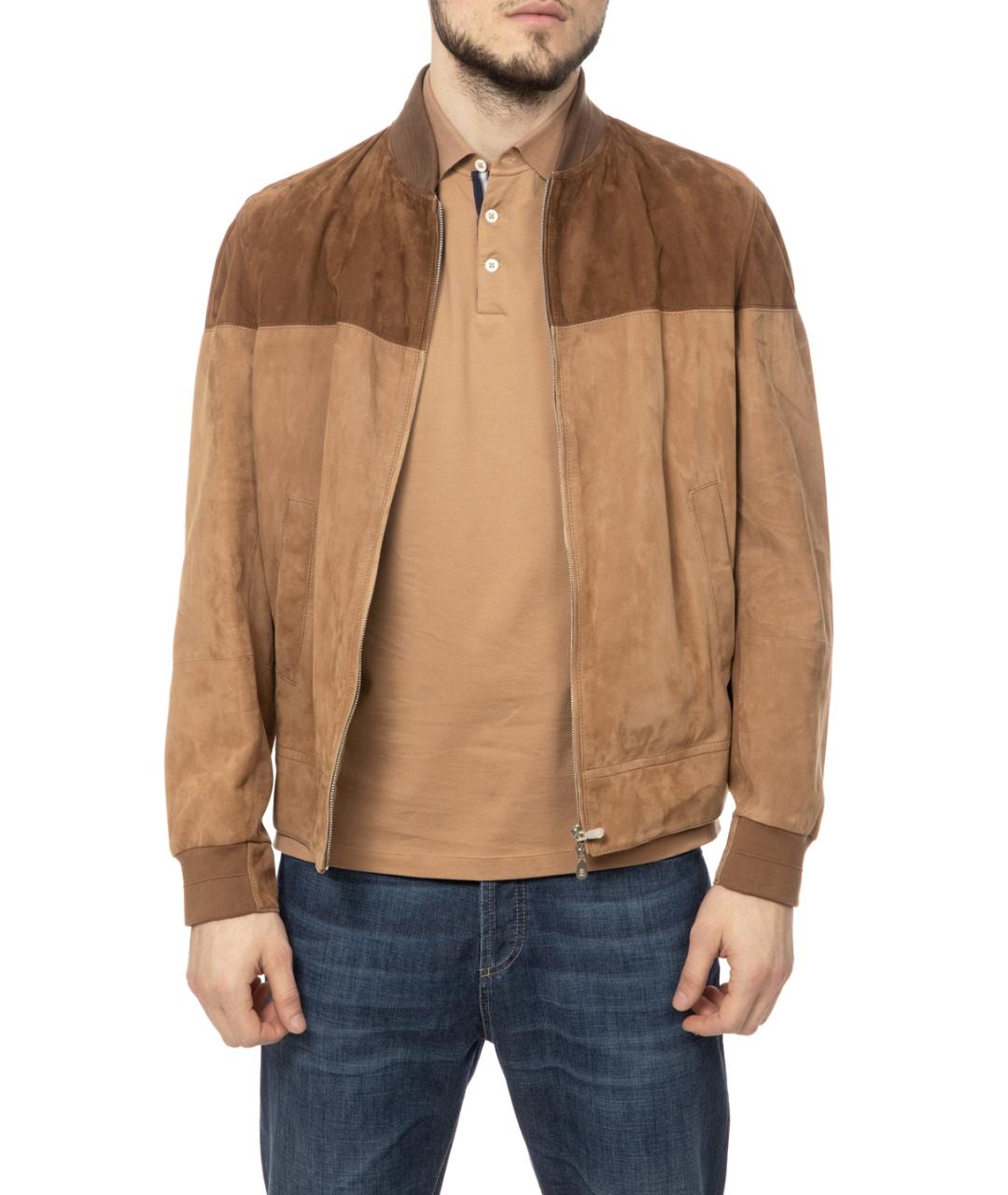 BRUNELLO CUCINELLI Бежевая замшевая куртка, фото 3