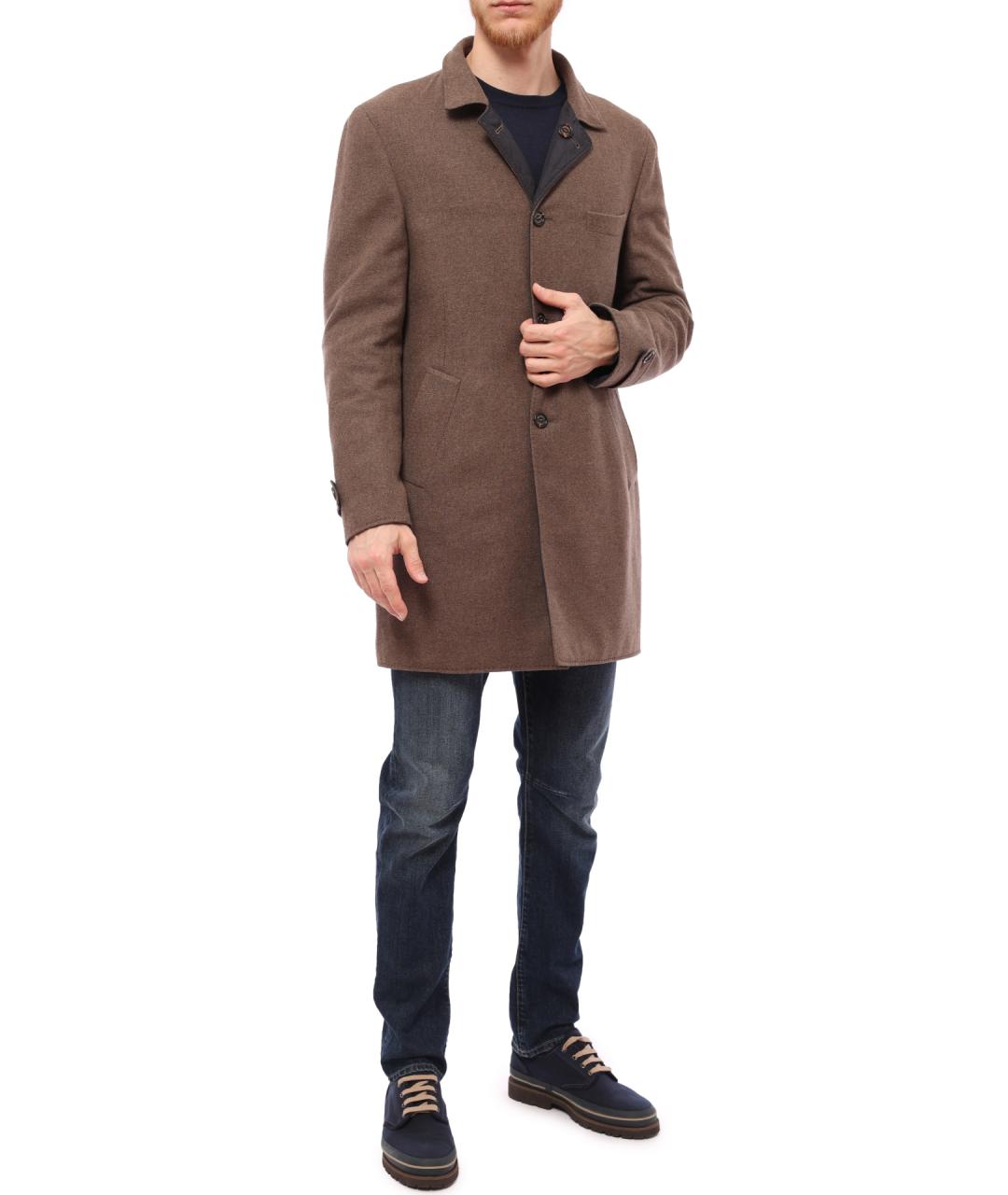 BRUNELLO CUCINELLI Коричневое кашемировое пальто, фото 2